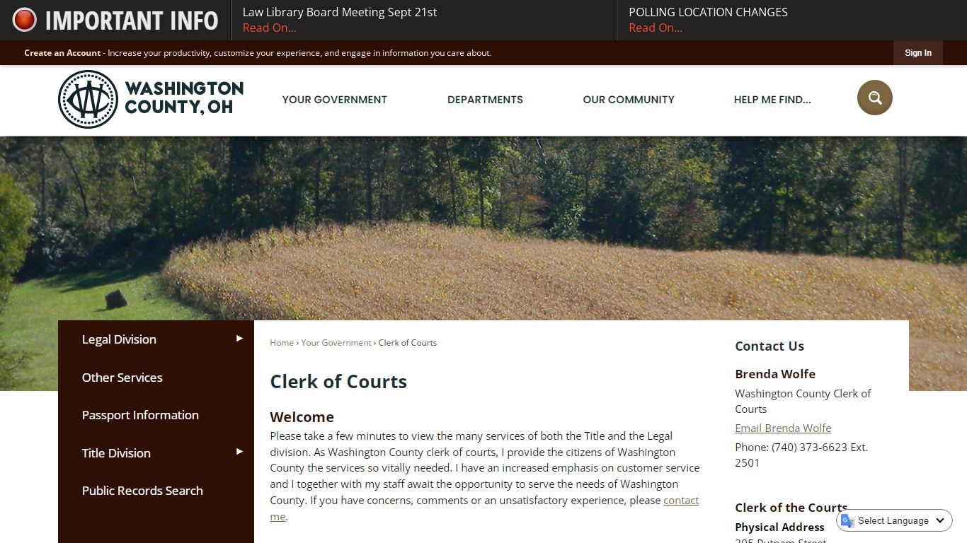 Clerk of Courts | Washington County, OH - Official Website