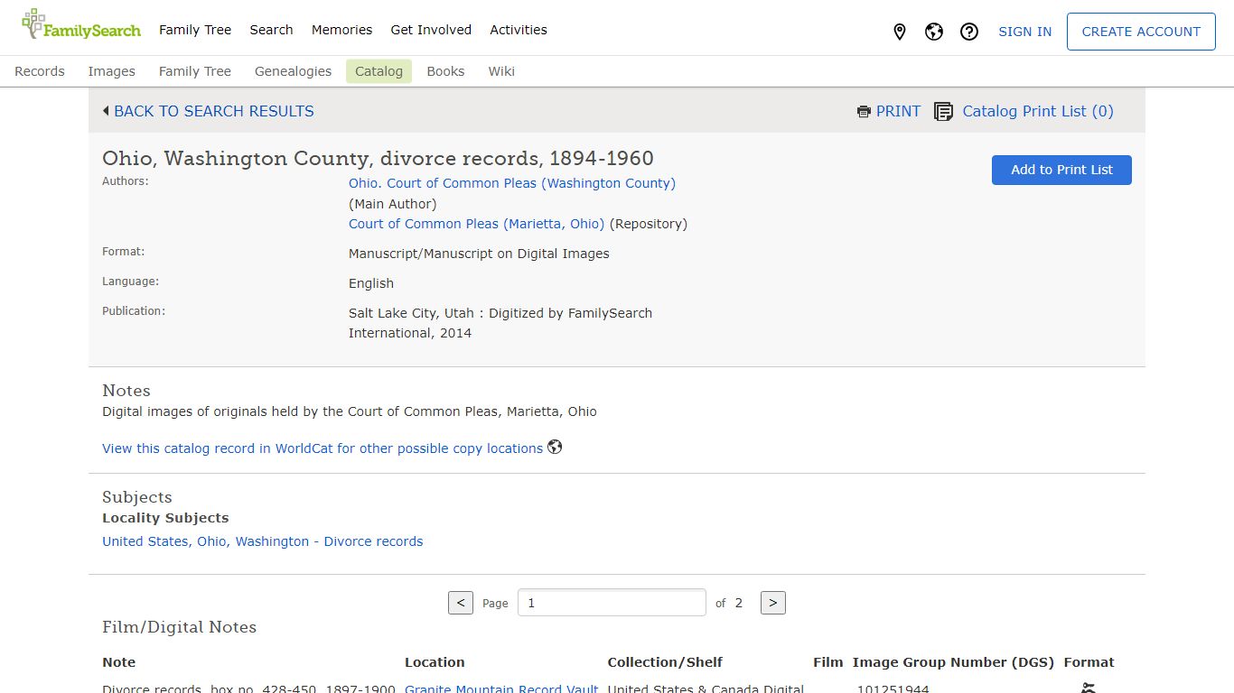 Ohio, Washington County, divorce records, 1894-1960 - FamilySearch